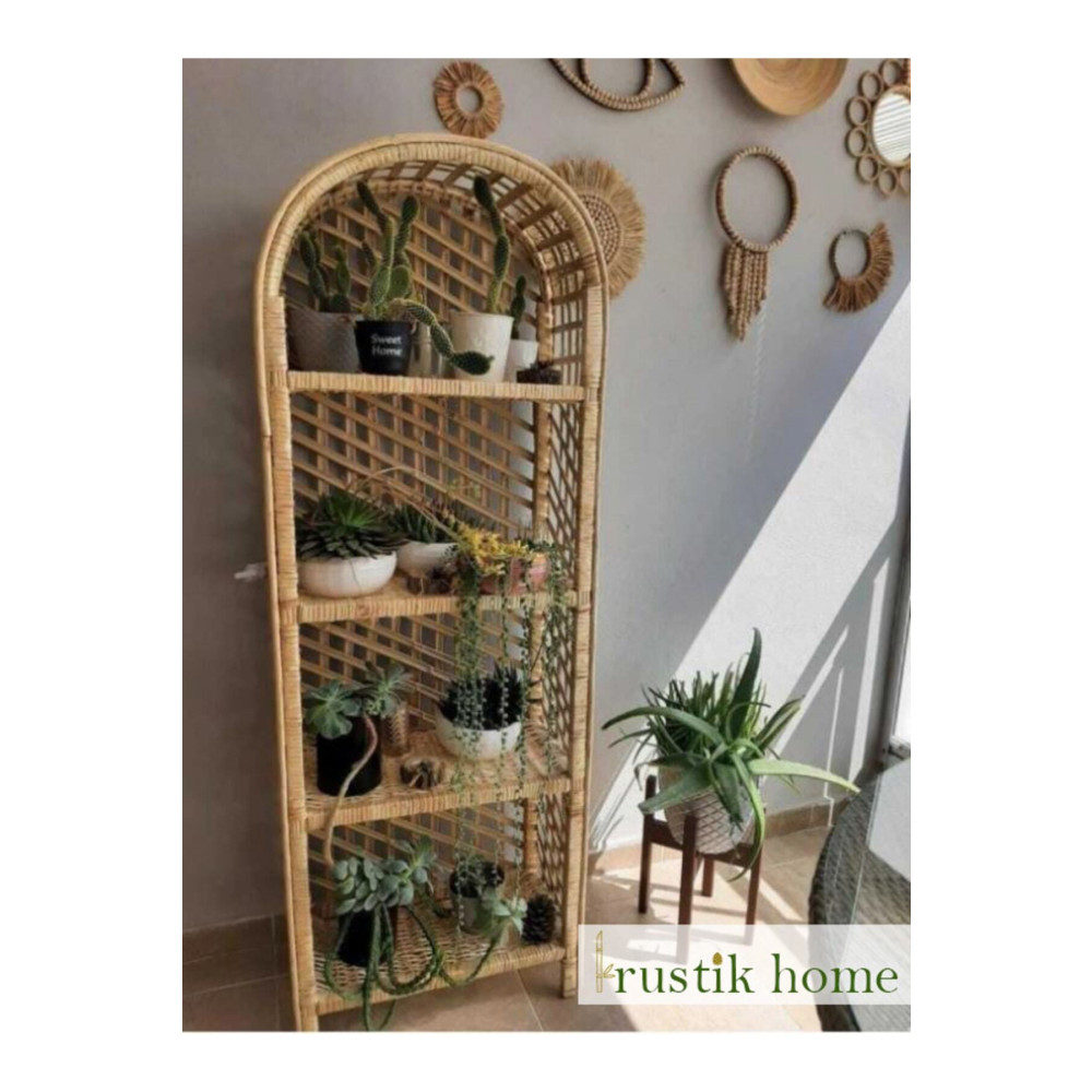 RUSTİKEVDECORART El Yapımı Hasır Banyo Mutfak Balkon Teras Salon Rafı Kitaplık Çiçeklik 4 Kat Dekoratif Erzak Dolab Kitaplık Fiyatı