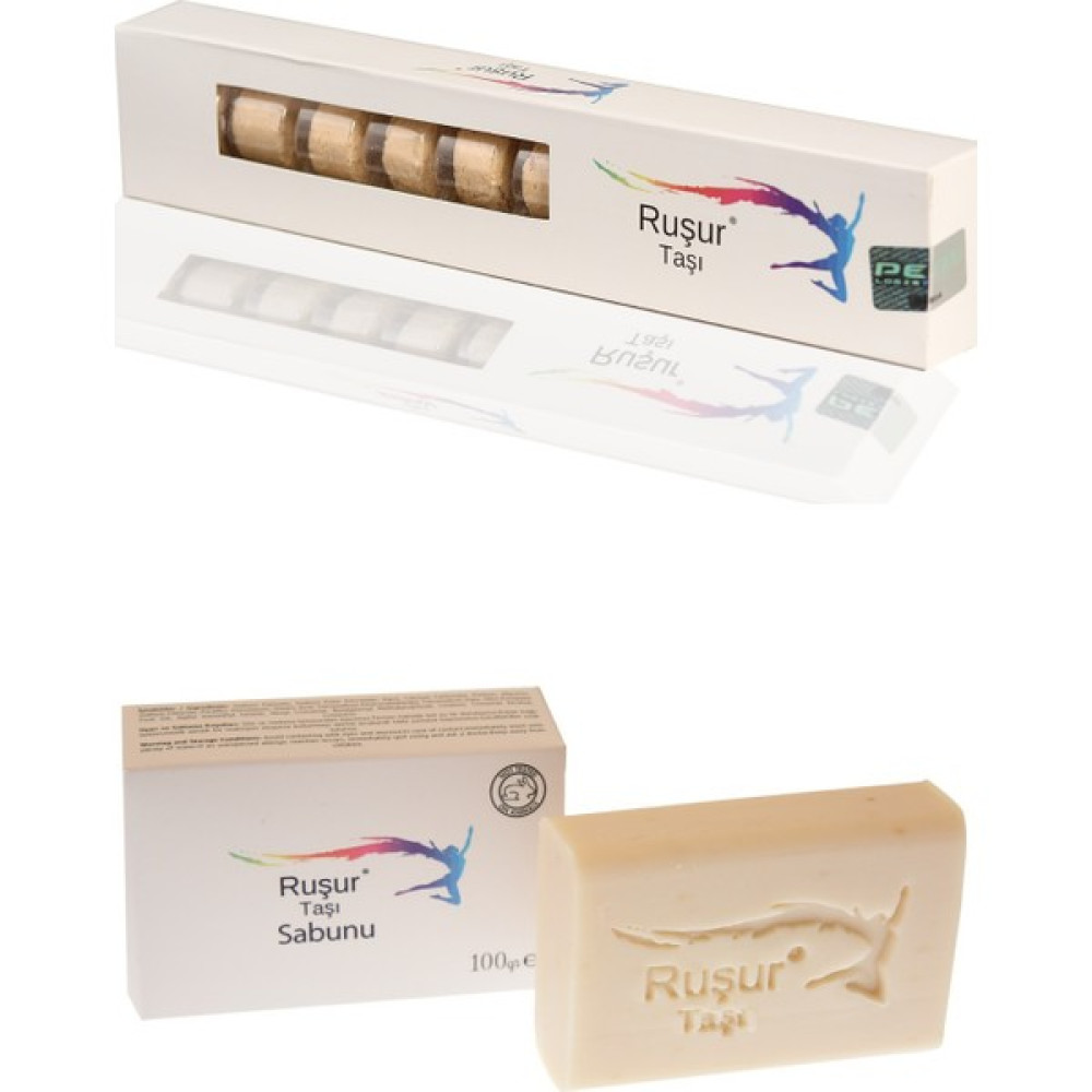 Ruşur Sefidab 1 Kutu Ruşur Taşı ve Ruşur Taşı Sabunu Cilt Temizleme ve Peeling Fiyatı