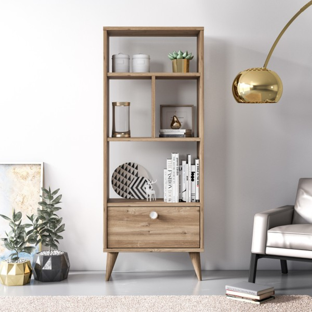 Ruum Store Vega Dar Kitaplık Kapaklı Meşe Kitaplık Fiyatı
