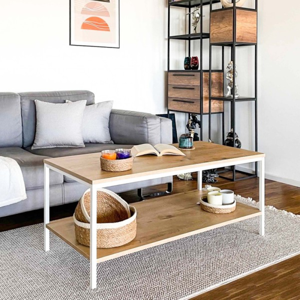 Ruumod Connell Dikdörtgen Orta Sehpa - Beyaz-Meşe - 107CM X 52CM Orta Sehpa Fiyatı
