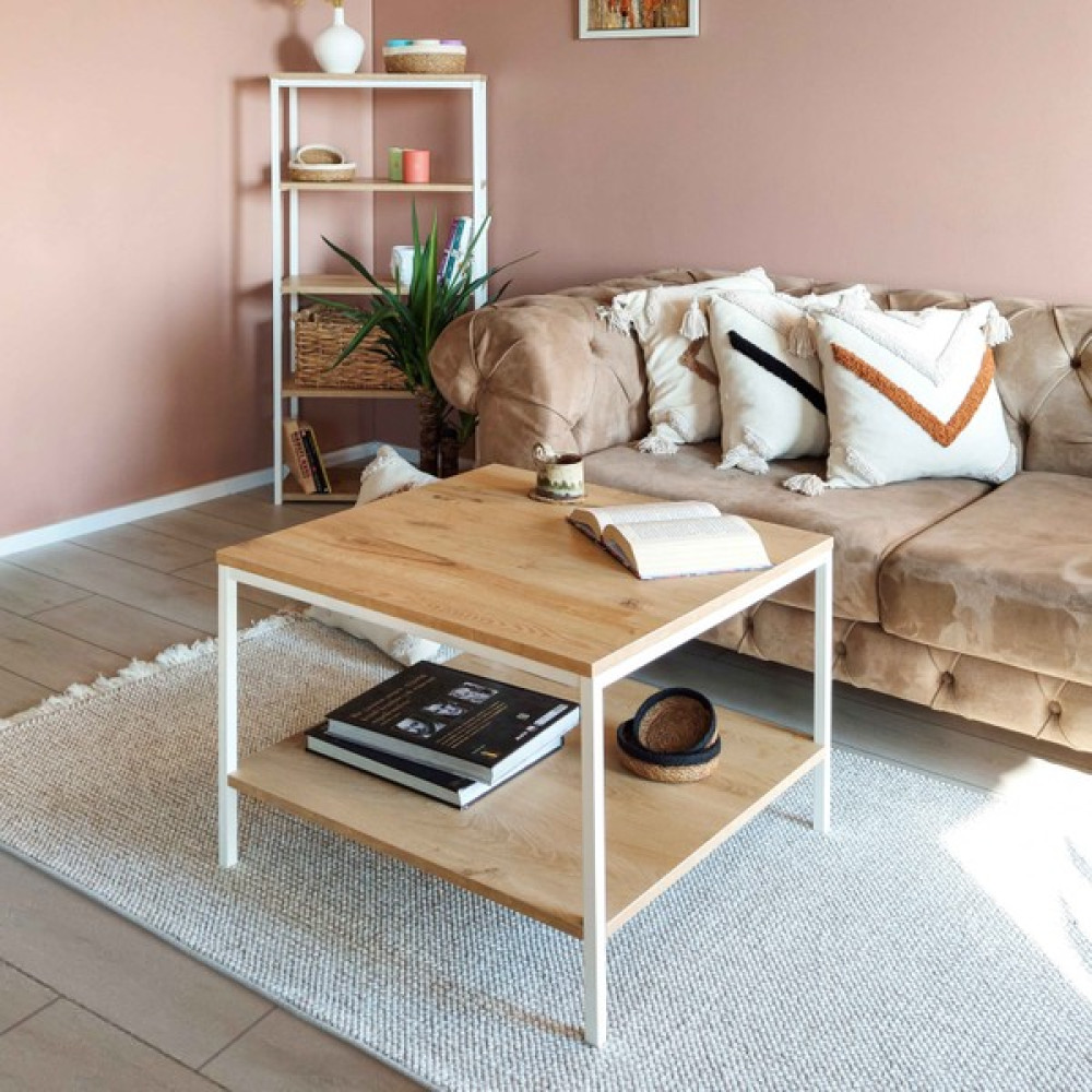 Ruumod Connell Kare Orta Sehpa - Beyaz-Meşe - 68CM X 68CM Orta Sehpa Fiyatı