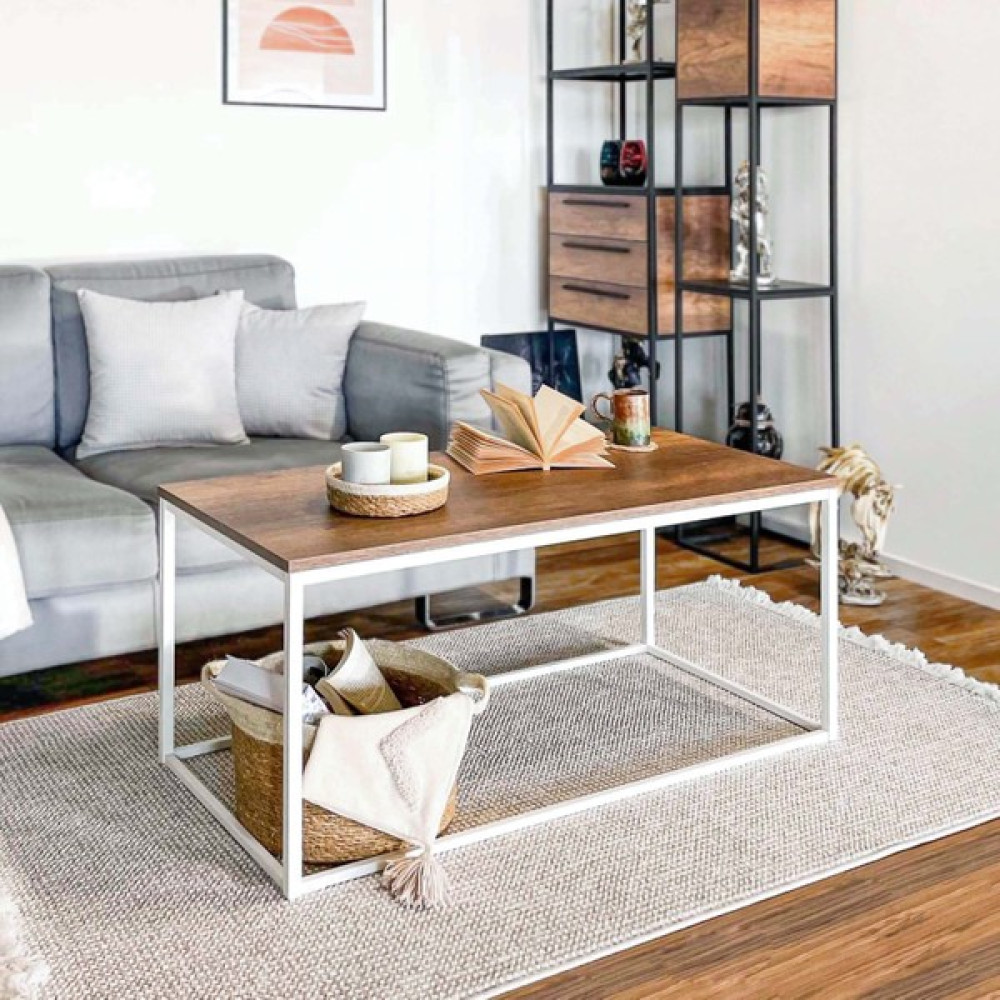 Ruumod Grace Dikdörtgen Orta Sehpa - Beyaz-Ceviz - 107CM X 52CM Orta Sehpa Fiyatı