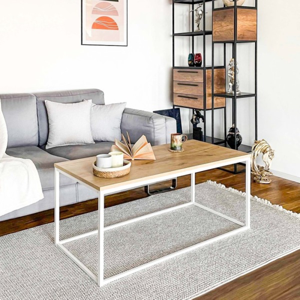 Ruumod Grace Dikdörtgen Orta Sehpa - Beyaz-Meşe - 107CM X 52CM Orta Sehpa Fiyatı