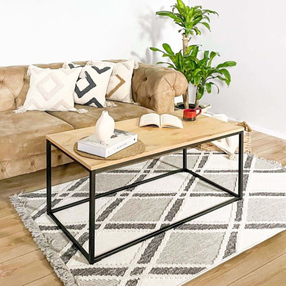 Ruumod Grace Dikdörtgen Orta Sehpa - Siyah-Meşe - 107CM X 52CM Orta Sehpa Fiyatı