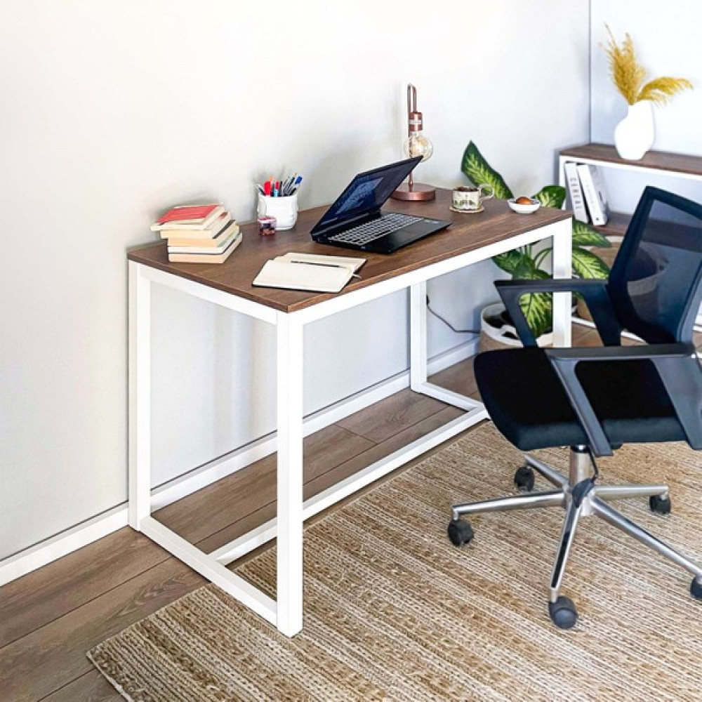 Ruumod Hector Çalışma Masası - 120CM X 60CM - Beyaz - Ceviz Çalışma Masası Fiyatı