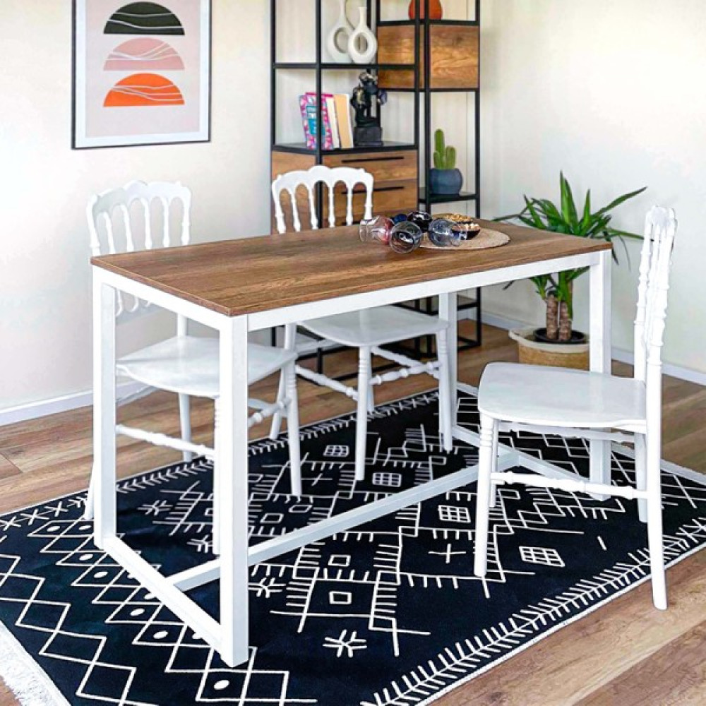 Ruumod Hector Yemek Masası - Beyaz - Ceviz - 120 x 60 cm Yemek & Mutfak Masası Fiyatı