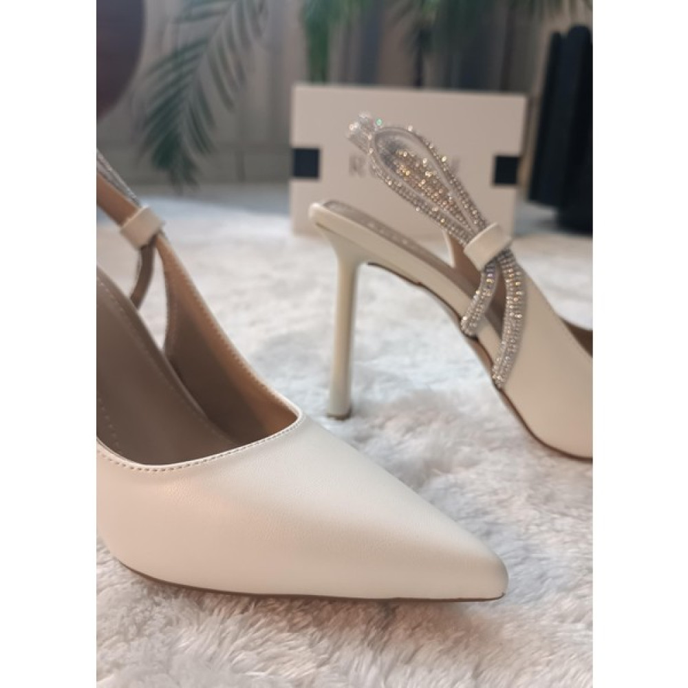 Ruxene Atra Taş Işleme Detaylı, Sivri Burun, Topuk Dekolteli Sedefli 9,5 cm Stiletto Gelin Ayakkabısı Abiye Ayakkabılar Fiyatı