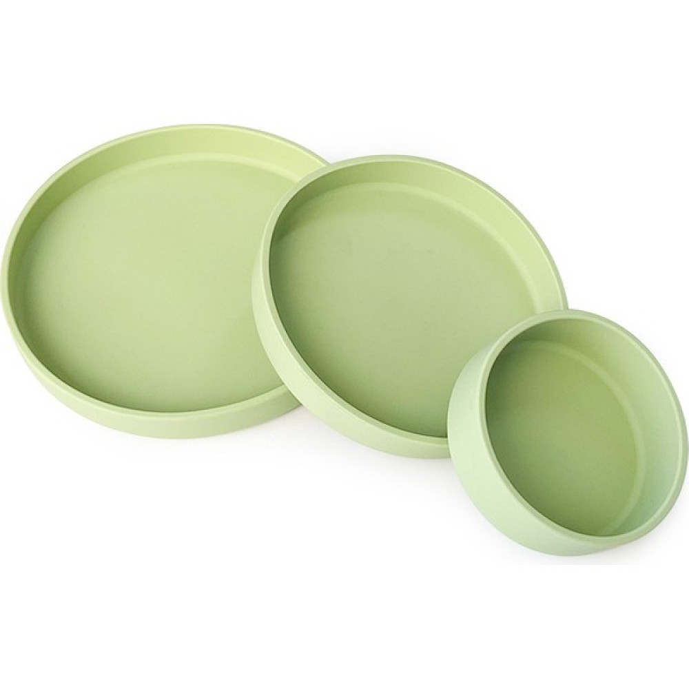 Ruyı 3 Set Özel Bebek Mama Kabı Çocuk Vantuzlu Silikon Yemek Tabağı (Yurt Dışından) - Yeşil Mama Seti Fiyatı