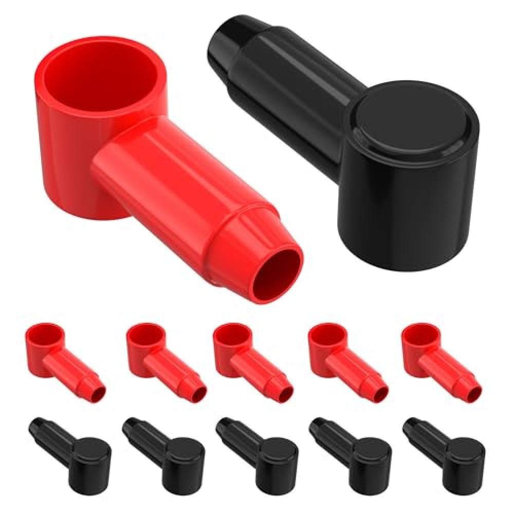 RVBOATPAT 12 Pack Silicone Battery Terminal Cover Terminal Protector Boot Fit for 1/0 AWG - 4/0 AWG Wire for Power Junction Block Battery Stud Solar Wiring