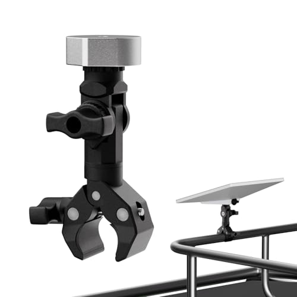RVMARINEPAT Portable Starlink Mini Clamp Mount, Adjustable Angle Clamp Universal Clamp Pole Mount Compatible with Starlink Mini Dish Accessories and Pipe Adapter for RV, Yacht, Camper