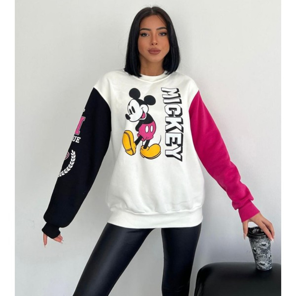 RYN Tasarım Mickey Mouse Desenli Oversize Sweatshirt Bayan Sweatshirt Fiyatı
