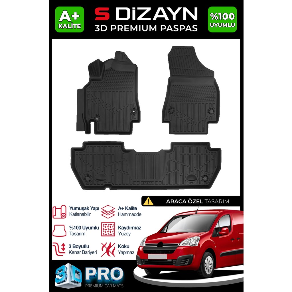 S-Dizayn 3D Pro Havuzlu Paspas2008-2018 Siyah Renk ile Araç İçin Kaymaz Özellikler Araca Özel Paspaslar Fiyatı