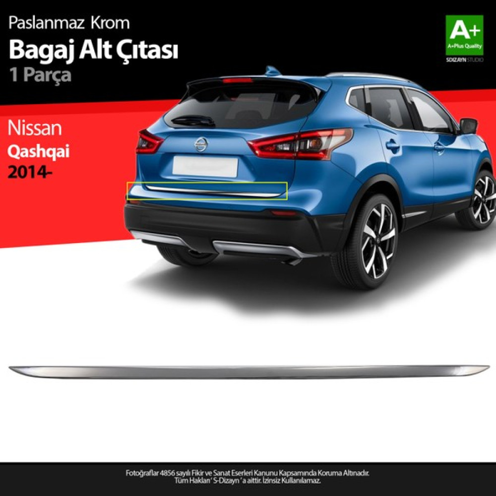S-Dizayn Nissan Qashqai Krom Bagaj Alt Çıtası 2014 Üzeri Oto Dış Aksesuar & Yedek Parça Fiyatı