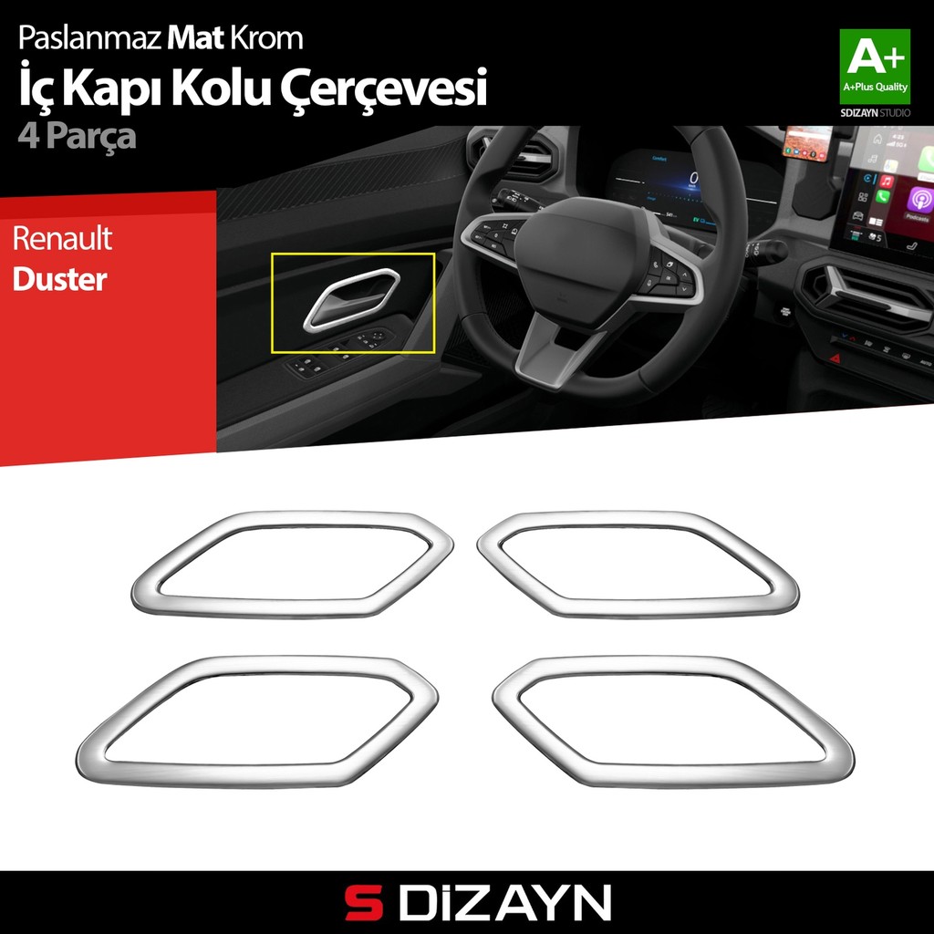 S-Dizayn Renault Duster Krom İç Kapı Kolu Çerçevesi 4 Prç 2024 Üzeri A+ Kalite (Mat Krom) SSD / Solid State Drive Fiyatı