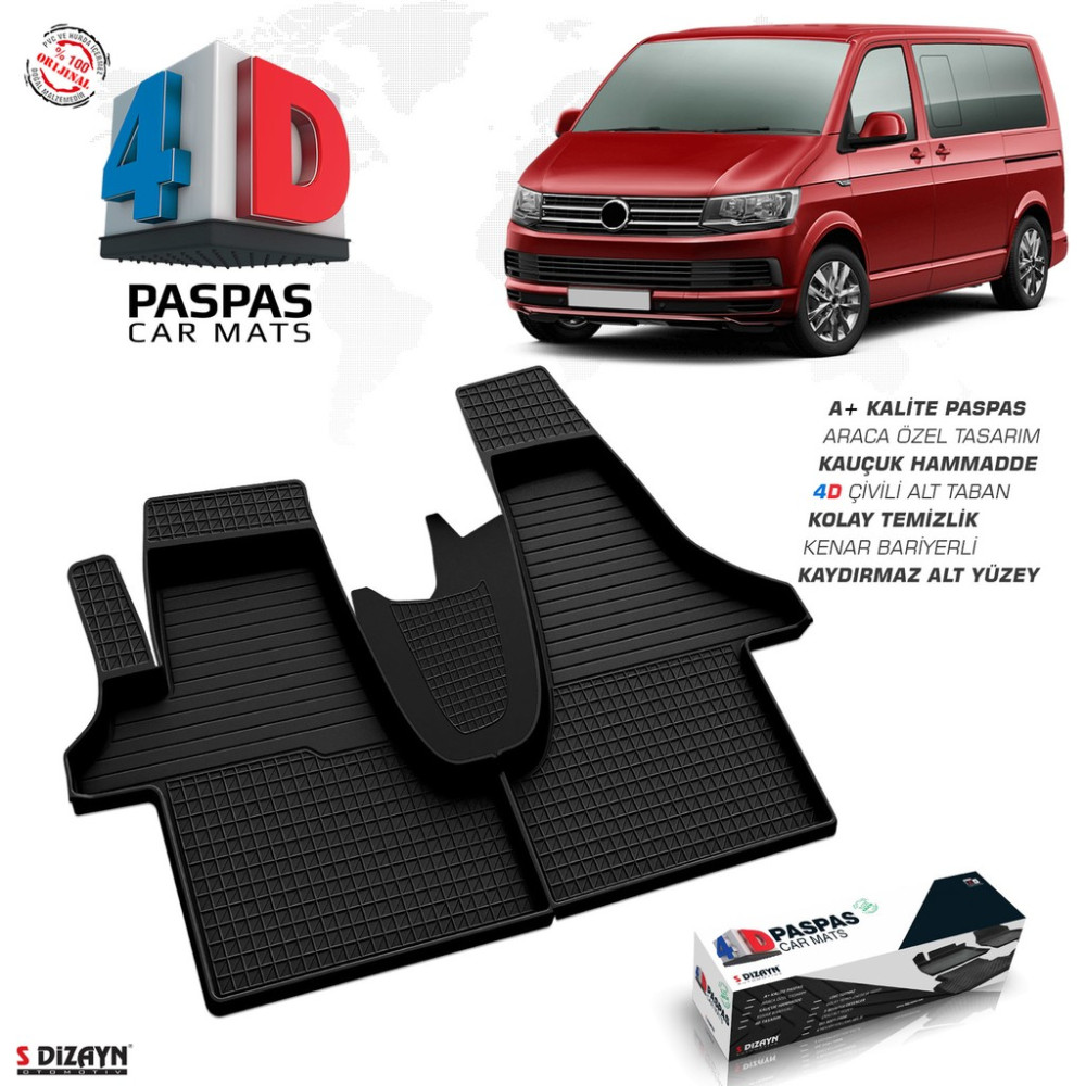 S-Dizayn VW Transporter T6 4D Havuzlu Paspas 2015-2025 A+Kalite Oto Paspas Fiyatı