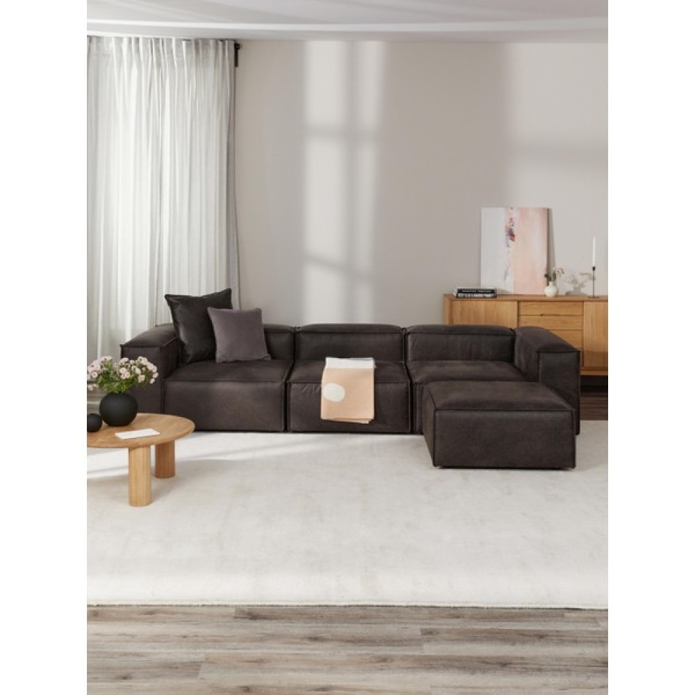 S Home Design Concept Frida 4 Modül Nubuk Kumaş - Koyu Kahve Koltuk Fiyatı