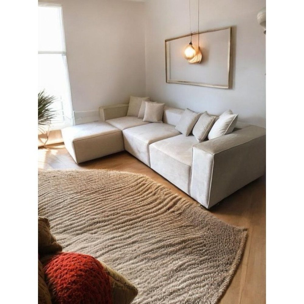 S Home Design Concept Frida Modüler Köşe Koltuk Takımı 4 Modül Pofidik Köşe Babyface, Kırık Beyaz Koltuk Fiyatı
