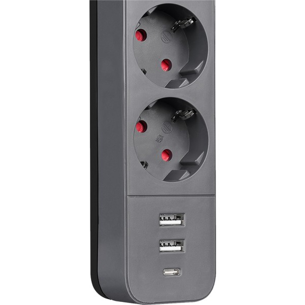 S-Link 2 USB + 1 type C 750 Joule 3'lü Akım Korumalı Priz Koyu Gri Prizler Fiyatı