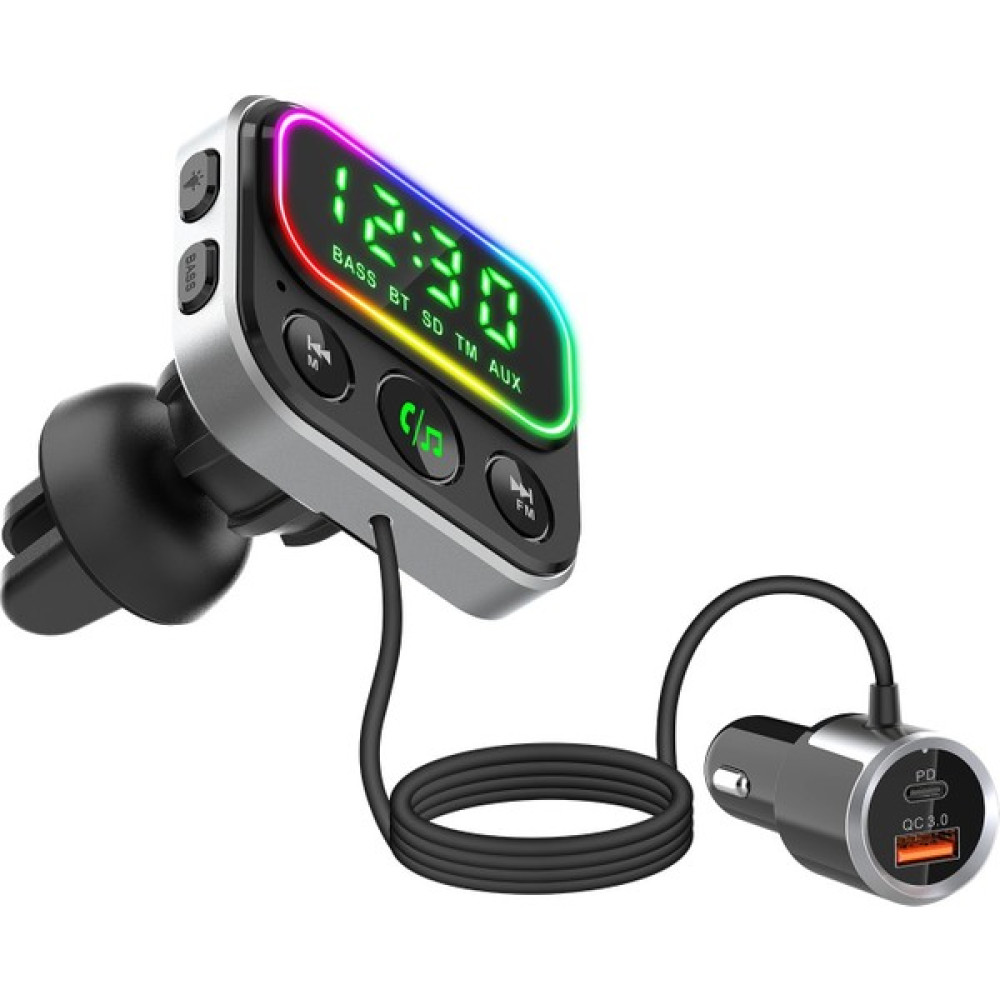 S-Link SL-BT405 Rgb Bluetooth V5.0 Geniş LED Ekran+Tf Kart Çift USB Qc3.0 ve PD18W Hızlı Şarj Fm Transmitter Oto Transmitterleri Fiyatı