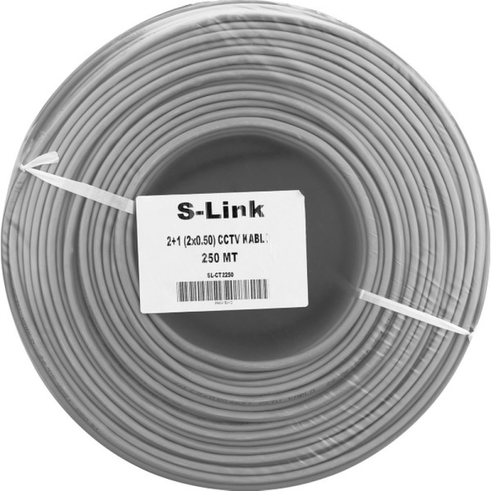 S-Link SL-CT2250 2+1 2x0.50 (16X0.18 Ccd) Folyolu Lüks 250M Cctv Kablo Sunucu Fiyatı