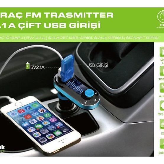 S-link SL-FM66 SD/Usb Destekli + 2.1A Usb Şarj Portlu Fm Transmitter