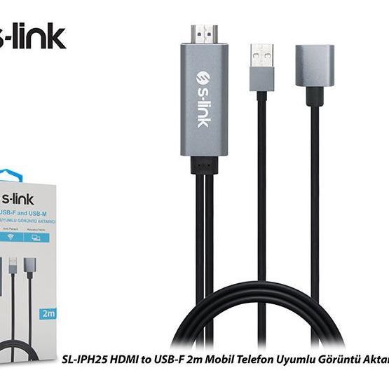 S-Link SL-IPH25 HDMI To Usb-F 2m Mobil Telefon Uyumlu Görüntü Aktarıcı Kablo