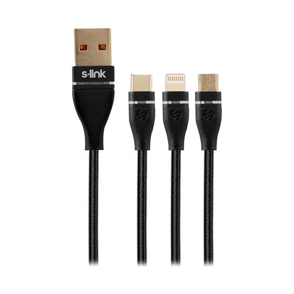 S-link Swapp SW-C900 1 mt 3A Micro USB + Lightning + Type-c 3 in 1 Siyah Şarj Kablosu Diğer Fiyatı