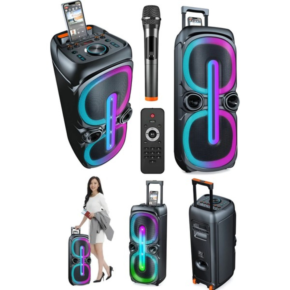 S900 Büyük Boy Toplantı Hoparlörü LED Işıklı Mikrofonlu Dj Parti Speaker Şarjlı Bluetooth Hoparlör - Siyah Bluetooth Hoparlör Fiyatı