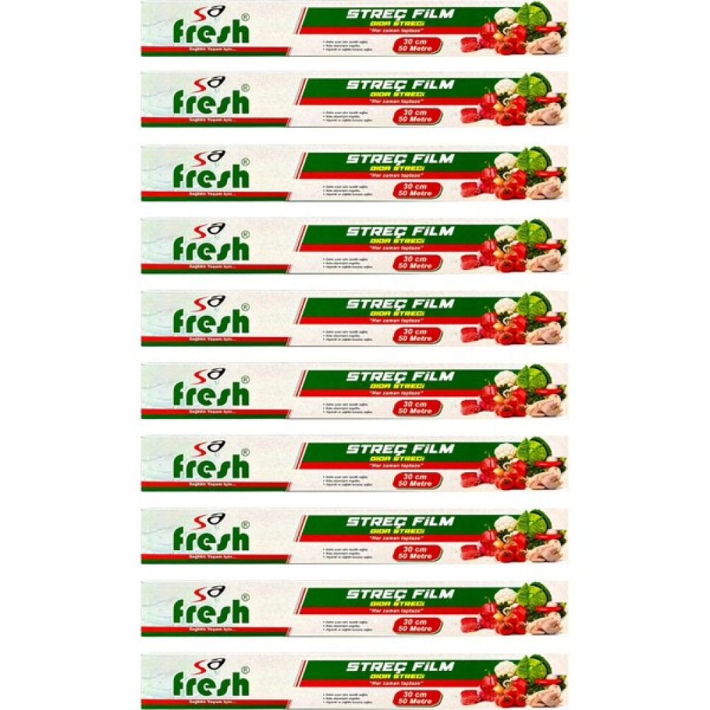 Sa Fresh Gıda Streç Film 50 M * 30 cm 8 Mikron Kutulu 10'lu Set Streç Film Fiyatı