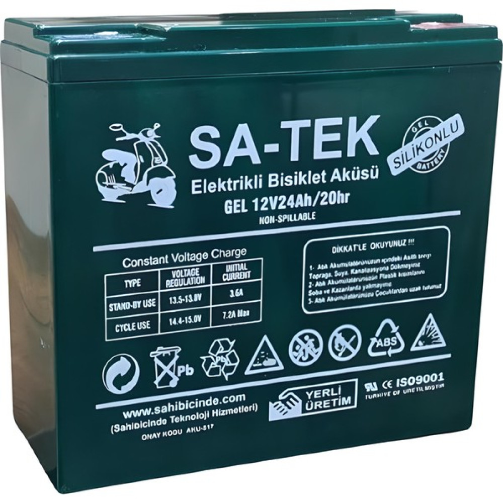 Sa-Tek 12V 24 Ah Jel Elektrikli Motosiklet Aküsü (Üretim Yılı: 2024) Akü Fiyatı
