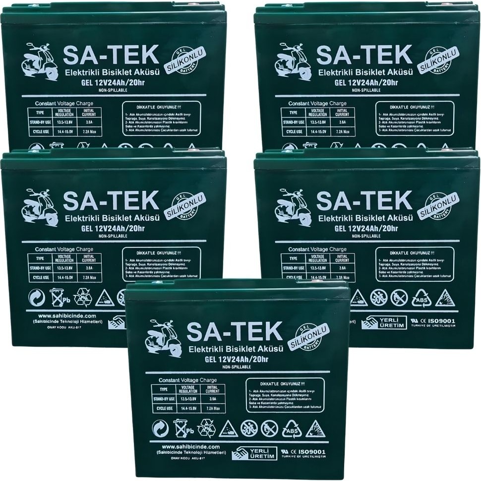 SA-TEK 12V 24Ah Jel Silikonlu, Yüksek Kapasiteli ABS Gövdeli Elektrikli Bisiklet Aküsü – Şehir İçi Sürüşler İçin Elektrikli Bisikletler Fiyatı