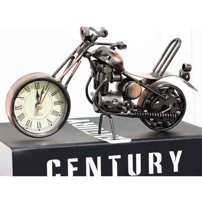 Saatli Metal Motosiklet Biblo El Yapımı Dekoratif Masaüstü Saat Retro Motor Aksesuarı Hediyelik Işyeri, Ofis, Ev, Oda Süsü Koleksiyonluk Set Biblo Fiyatı