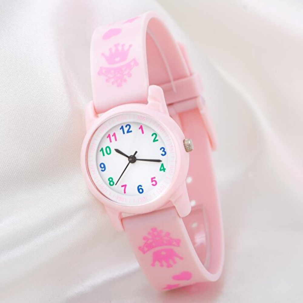 Saattino Yeni Model Toz Pembe Kalpli Prenses Tacı Analog 6-13 Yaş Kız Çocuk Kol Saati ST-304187 Kol Saatleri Fiyatı