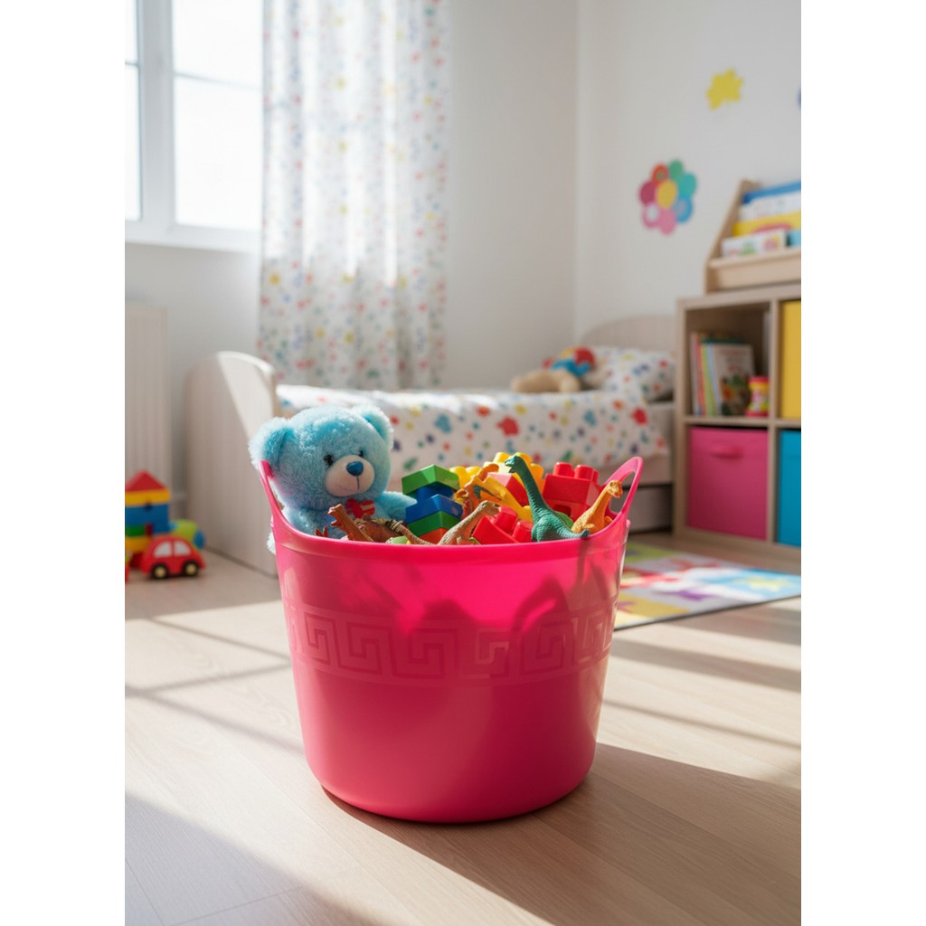 Saban Neon Pembe, Esnek Plastik Kova – 20 Litre, Temizlik Kovası, Esneyebilen Oyuncak ve Çamaşır Sepeti - Pembe Anne Bebek Oyuncak Fiyatı