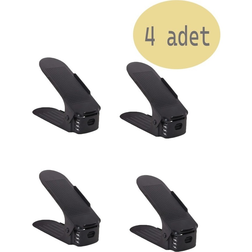Saban Siyah - 4'lü Set - Ayarlanabilir Ayakkabı Rampası - Çift Katlı Düzenleyici Ayakkabılar ve Çantalar Fiyatı