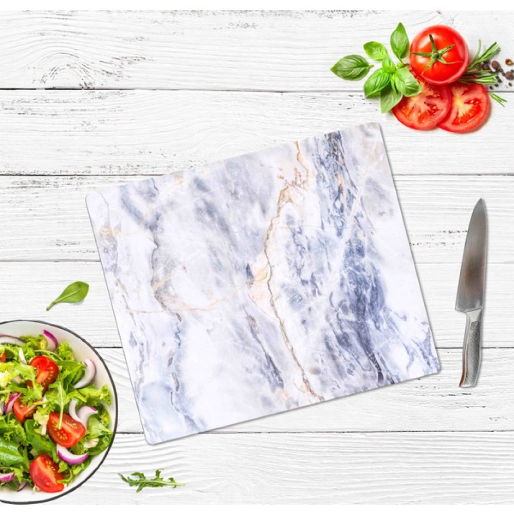 Sabanbaba Dekoratif Cam Kesme Tahtası Mavi Mermer 29 x 34 cm | Cam Kesme Tablası  Kesme Tahtaları / Kesim Tablaları Fiyatı