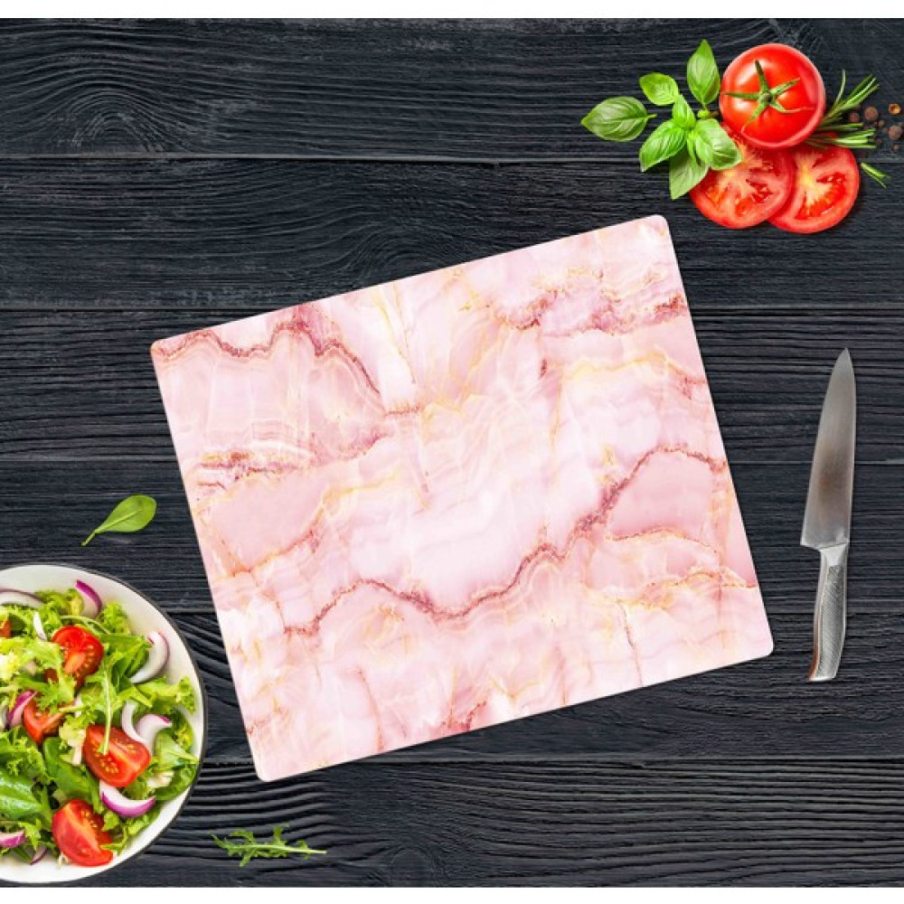 Sabanbaba Dekoratif Cam Kesme Tahtası Pembe Mermer 29 x 34 cm | Cam Kesme Tablası  Kesme Tahtaları / Kesim Tablaları Fiyatı