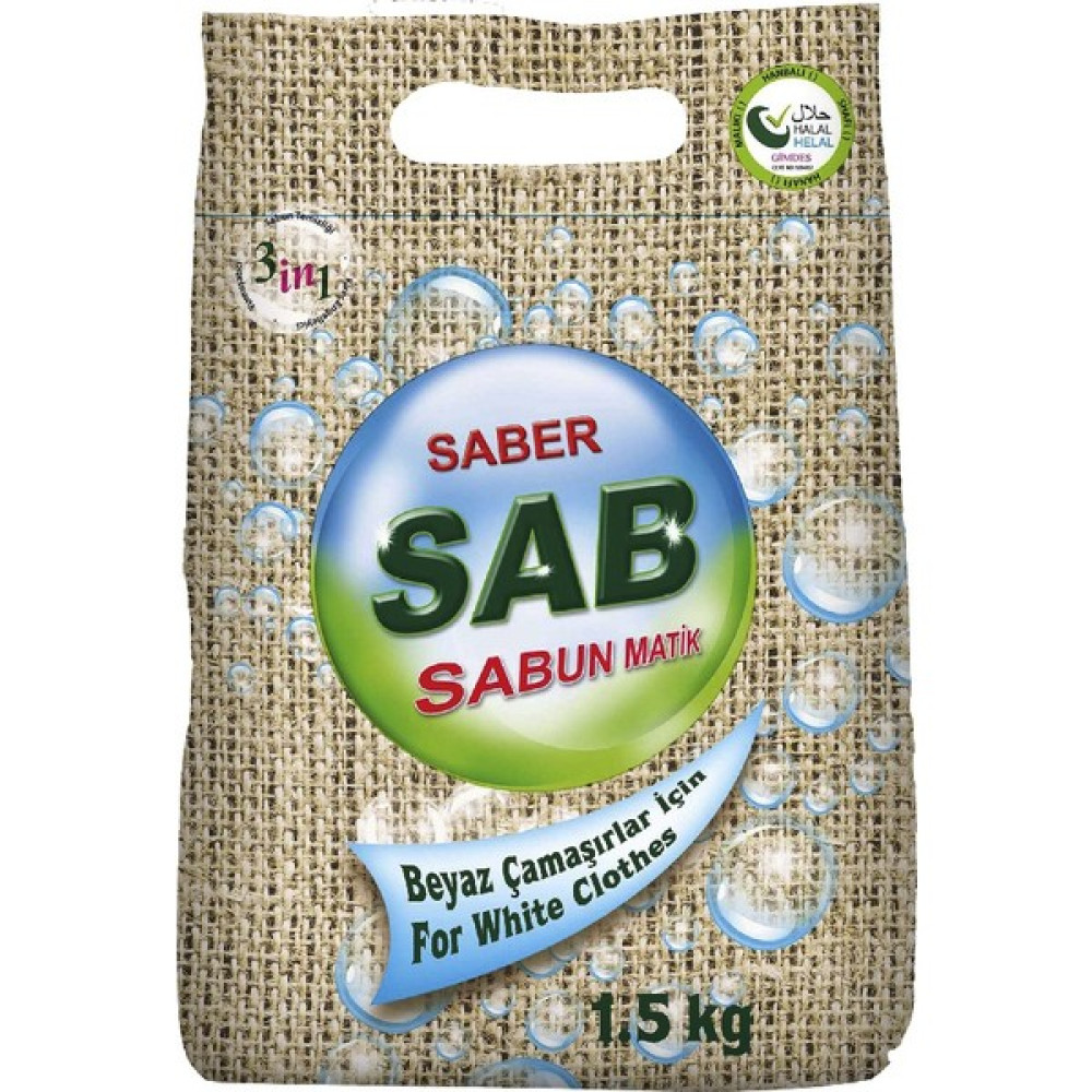 Saber Sab Sabunmatik Konsantre Çamaşır Tozu Beyazlar İçin 1,5 kg Çamaşır Deterjanı Fiyatı
