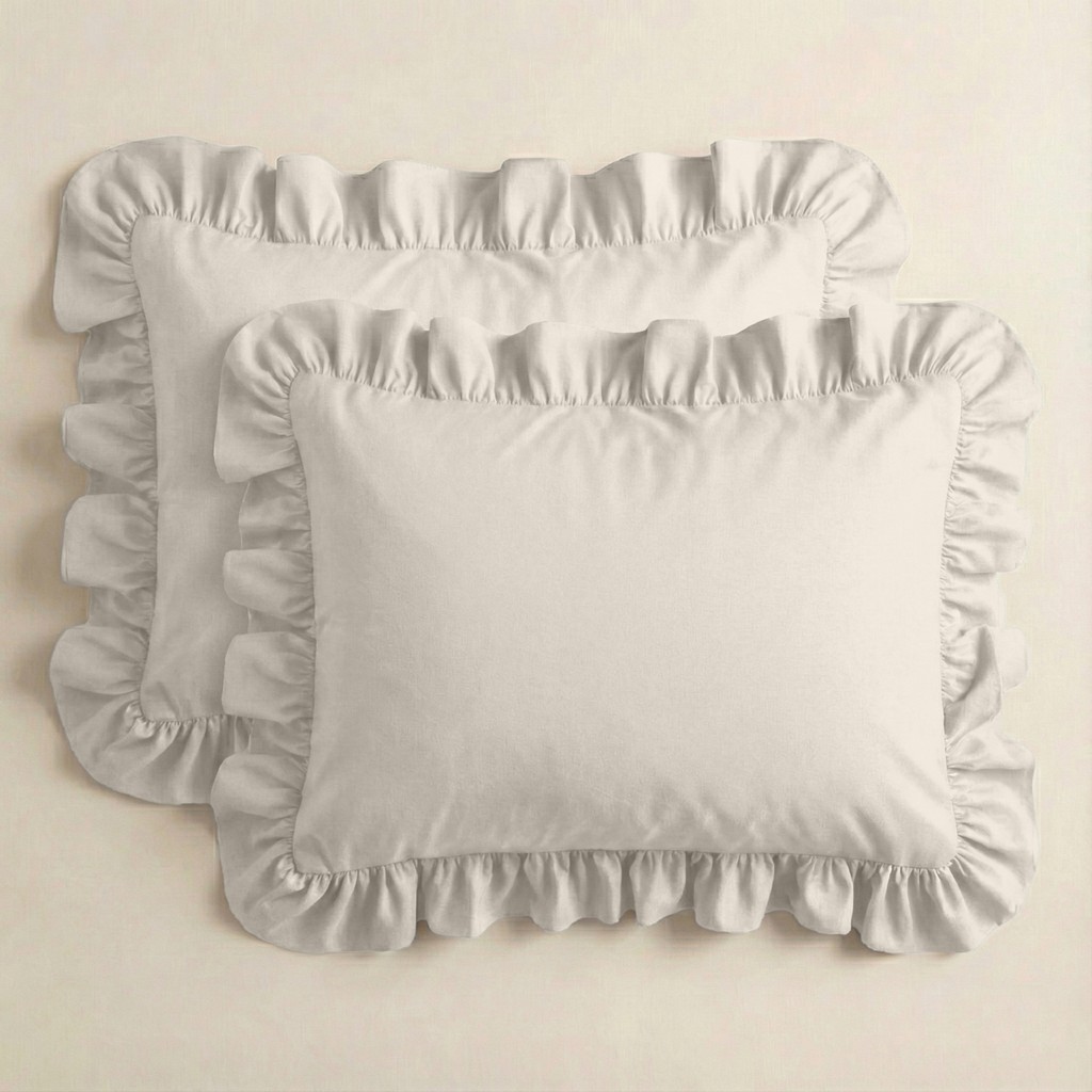 Sabia %100 Pamuk Soft Touch 50X60 cm Fırfırlı Yastık Kılıfı Seti - Ekru Yastık Kılıfı Fiyatı