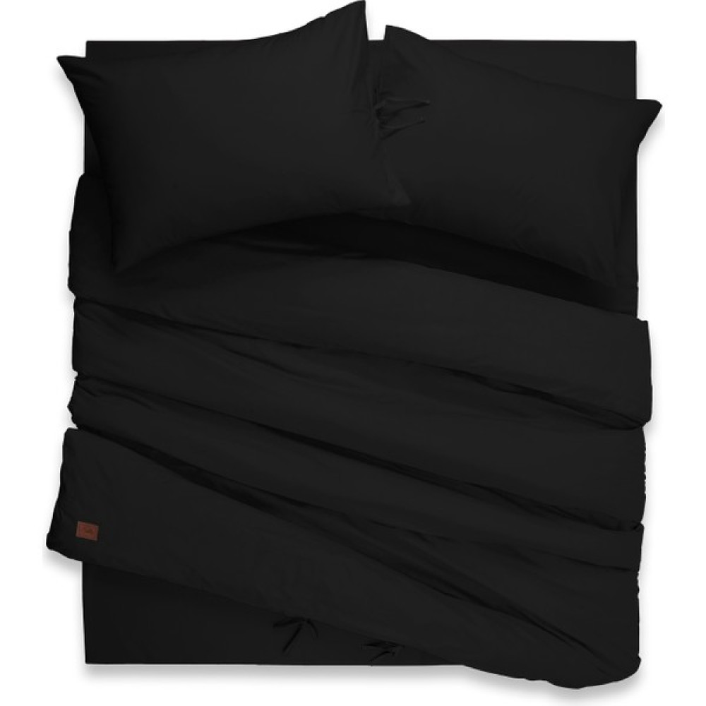 Sabia Monocolor %100 Pamuk Çift Kişilik Nevresim Takımı (Lastikli Çarşaf) - Siyah - 160 x 200 cm Nevresim Takımı Fiyatı
