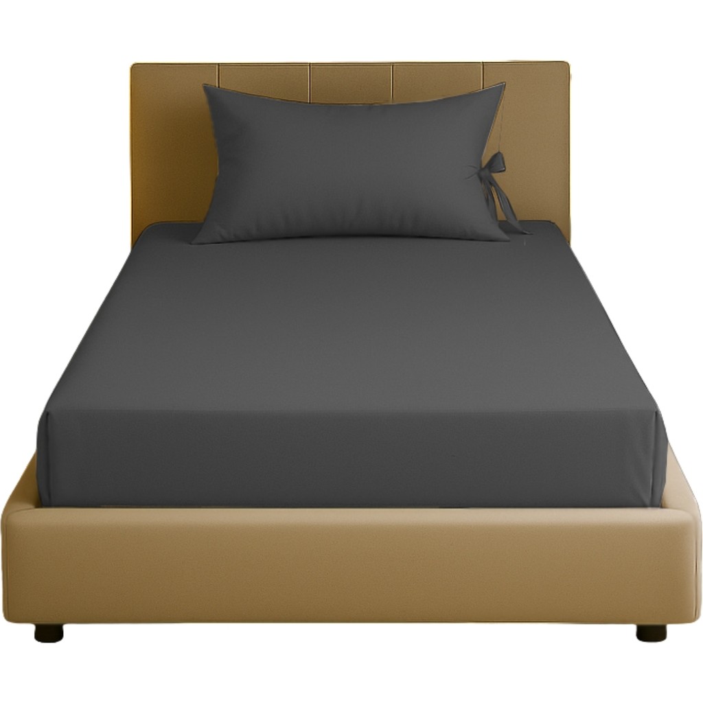 Sabia Soft Touch %100 Pamuk 62 Tel – 80X180 +30 cm Yüksekliğe Uygun Tek Kişilik Lastikli Çarşaf Seti - Antrasit Çarşaf Fiyatı