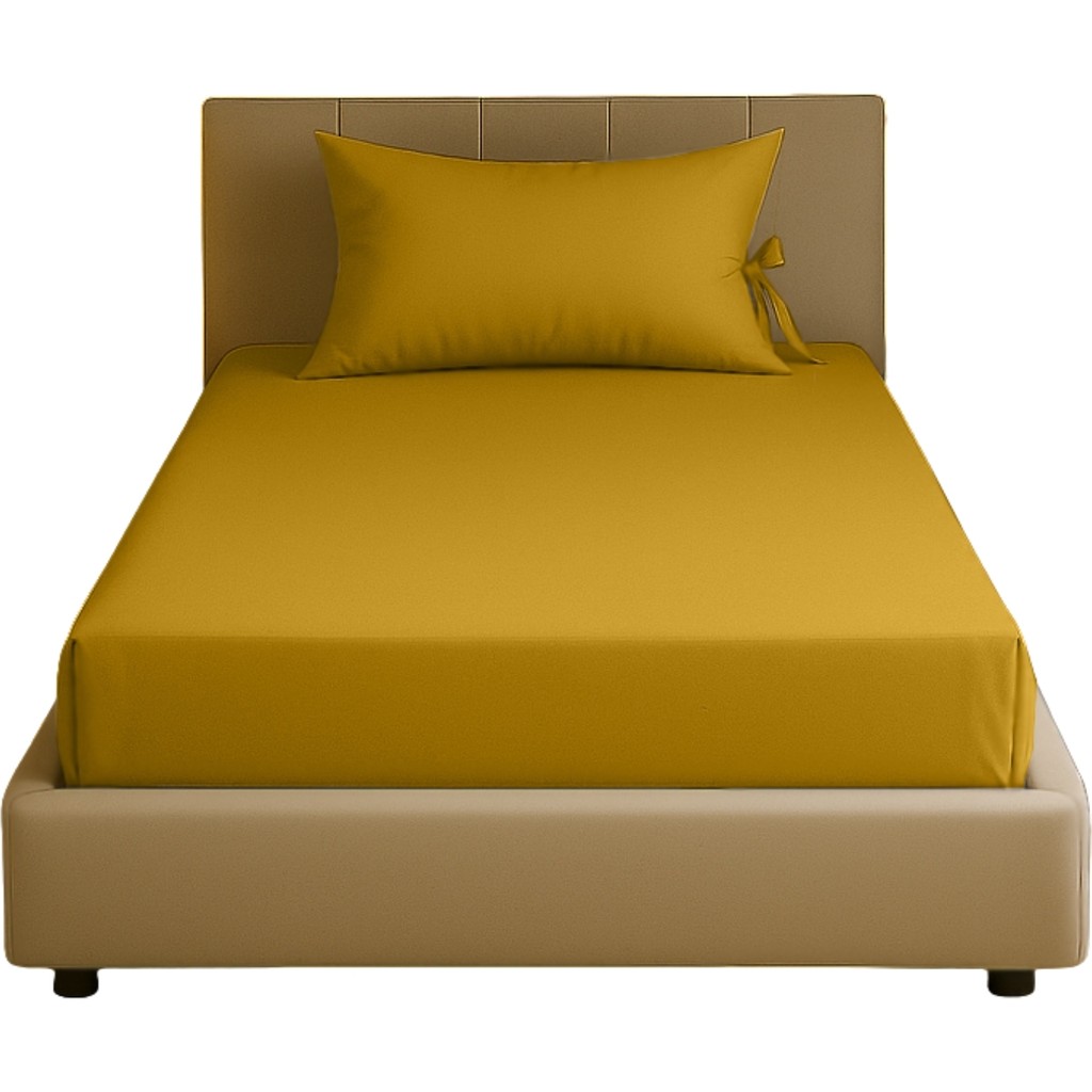 Sabia Soft Touch %100 Pamuk 62 Tel – 80X180 +30 cm Yüksekliğe Uygun Tek Kişilik Lastikli Çarşaf Seti - Hardal Çarşaf Fiyatı