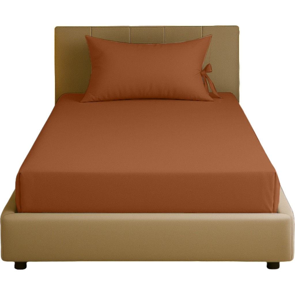 Sabia Soft Touch %100 Pamuk 62 Tel – 80X180 +30 cm Yüksekliğe Uygun Tek Kişilik Lastikli Çarşaf Seti - Kiremit Çarşaf Fiyatı
