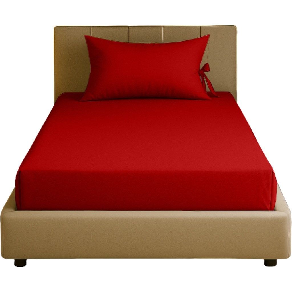 Sabia Soft Touch %100 Pamuk 62 Tel – 80X180 +30 cm Yüksekliğe Uygun Tek Kişilik Lastikli Çarşaf Seti - Kırmızı Çarşaf Fiyatı