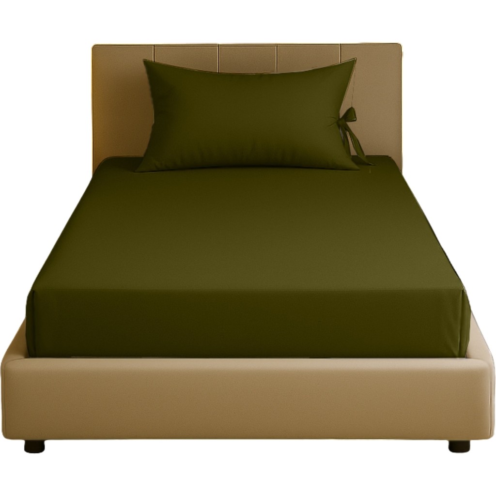 Sabia Soft Touch %100 Pamuk 62 Tel – 80X180 +30 cm Yüksekliğe Uygun Tek Kişilik Lastikli Çarşaf Seti - Koyu Yeşil Çarşaf Fiyatı