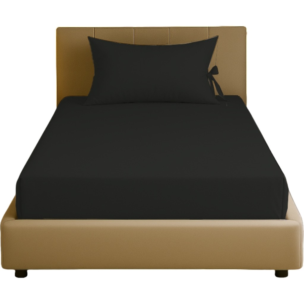 Sabia Soft Touch %100 Pamuk 62 Tel – 80X180 +30 cm Yüksekliğe Uygun Tek Kişilik Lastikli Çarşaf Seti - Siyah Çarşaf Fiyatı