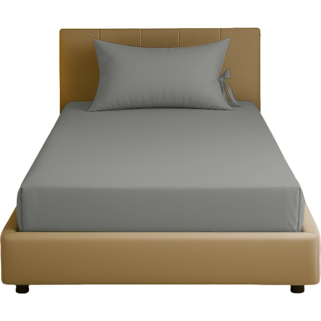 Sabia Soft Touch %100 Pamuk 62 Tel – 90X200 +30 cm Yüksekliğe Uygun Tek Kişilik Lastikli Çarşaf Seti - Gri Çarşaf Fiyatı
