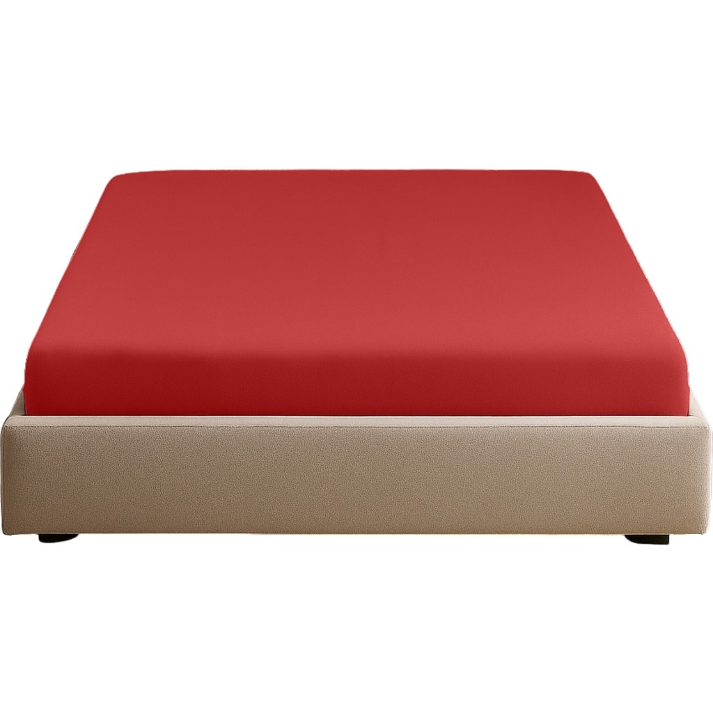 Sabia Soft Touch %100 Pamuk– 80X190 +30 cm Yüksekliğe Kadar Uygun Tek Kişilik Lastikli Çarşaf - Kırmızı Çarşaf Fiyatı
