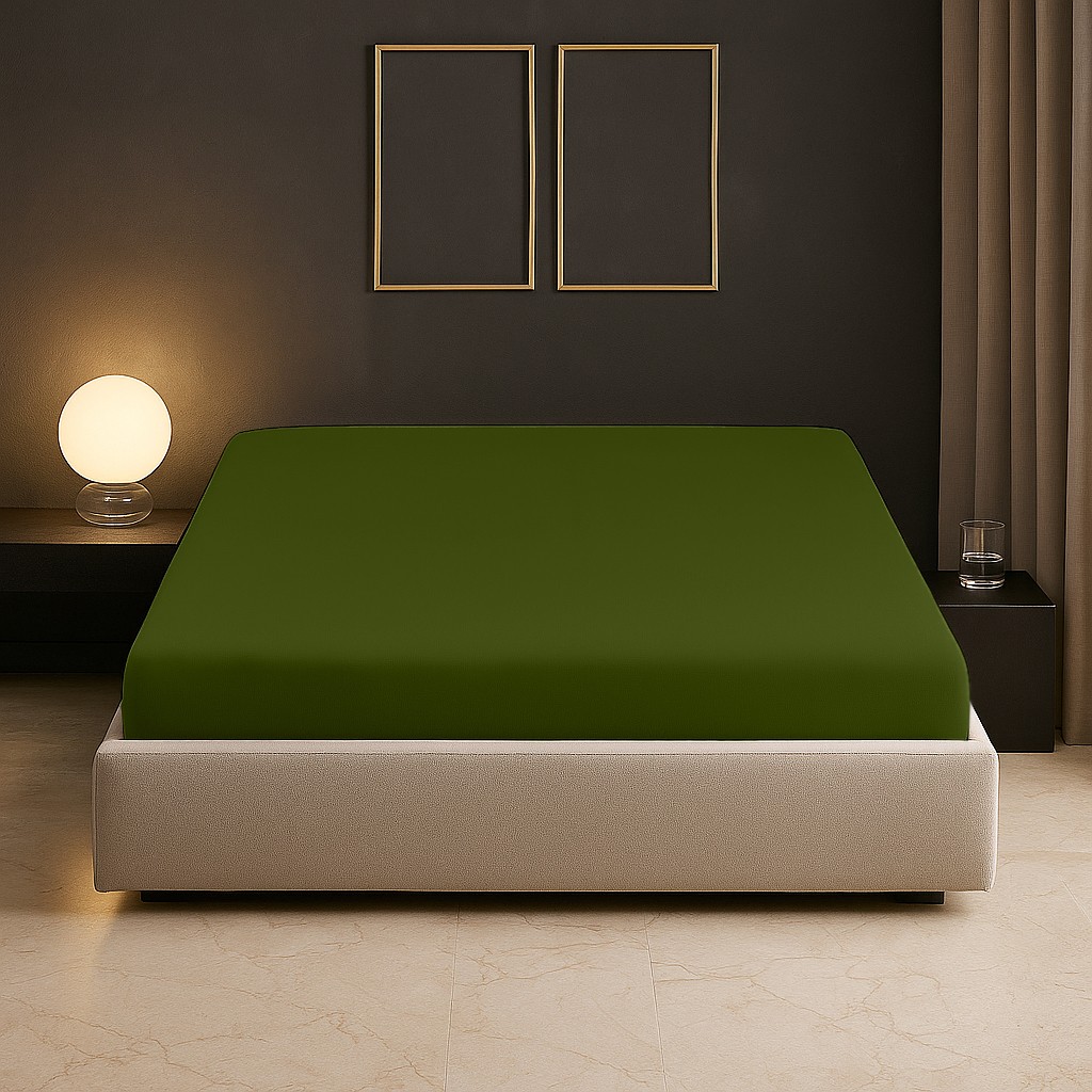 Sabia Soft Touch %100 Pamuk – 80X190 +30 cm Yüksekliğe Kadar Uygun Tek Kişilik Lastikli Çarşaf - Koyu Yeşil Çarşaf Fiyatı