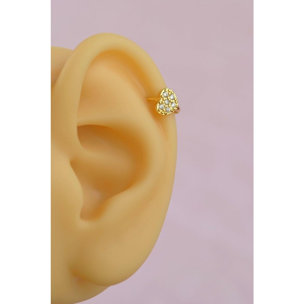 Sacce Scarves & Accessories Gold Halka Mini Kalpli Tragus Piercing Helix Kıkırdak Lob Diğer Fiyatı